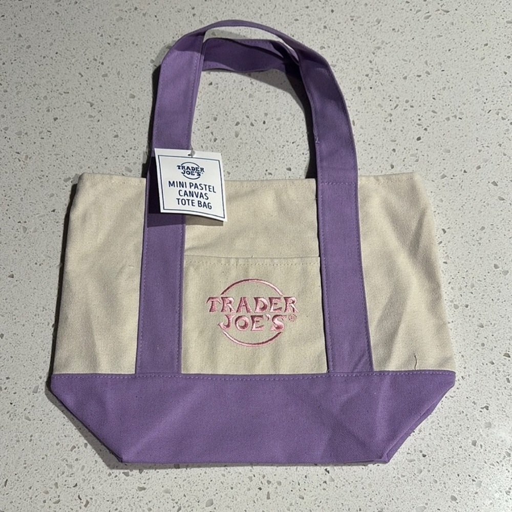 Trader Joe’s Easter Canvas Bag in Pastel Purple.